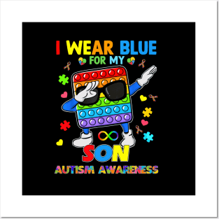 Poplt Dab I Wear Blue For My Son Puzzle Autism Awareness Posters and Art